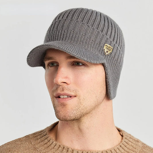 Men's thick woolen hat, autumn and winter outdoor warm ear protection knitted hat, 1998 logo hat
