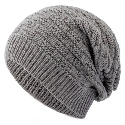 New Unisex Winter Hat Long Size Knitted Cap Casual Beanies For Men & Women Solid Bonnet Cap