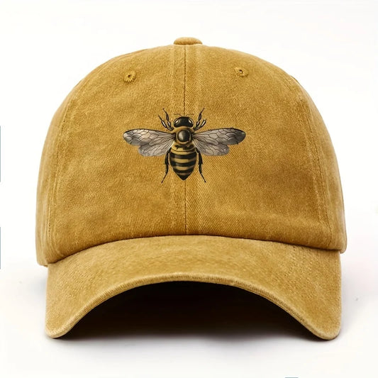 A bee print simple design baseball cap travel sunscreen versatile style for men and women