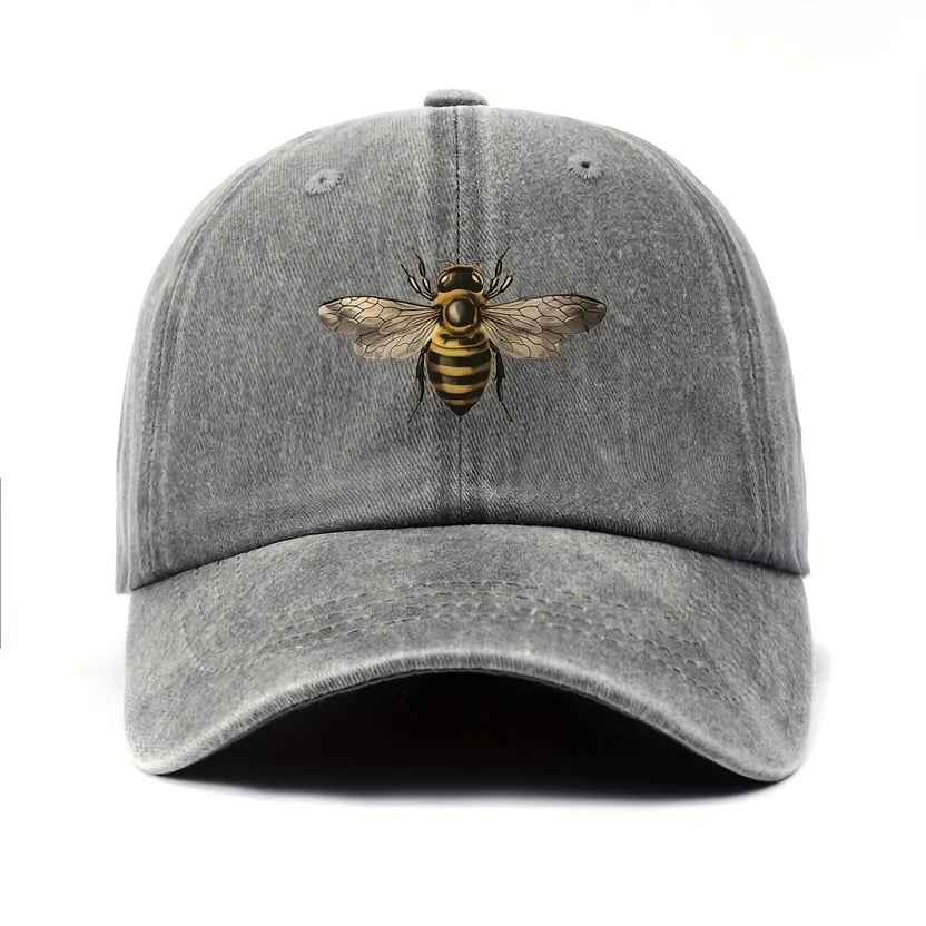 A bee print simple design baseball cap travel sunscreen versatile style for men and women