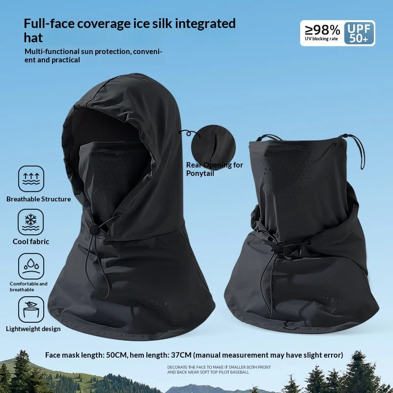 1pc Ice Silk Lightweight Summer Outdoor Cycling Sun Protection Face Mask Long Neck Cover Integrat Multi-Functional Balaclava Hat