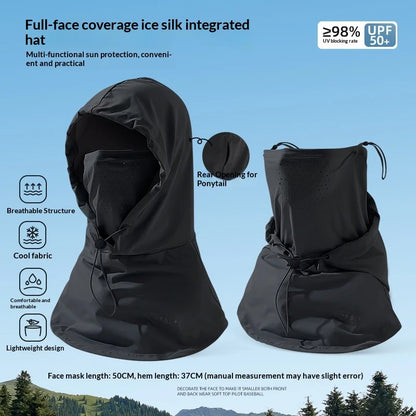 1pc Ice Silk Lightweight Summer Outdoor Cycling Sun Protection Face Mask Long Neck Cover Integrat Multi-Functional Balaclava Hat