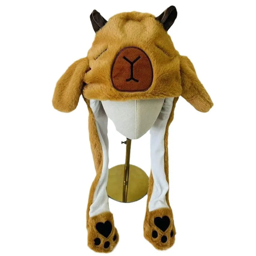 Plush Moving Rabbit Hats Children Plush Hat After Pressing The Paw Ear Can Move Hair Band Decoration Prop Cosplay Adult Cute Hat