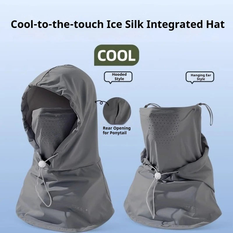 1pc Ice Silk Lightweight Summer Outdoor Cycling Sun Protection Face Mask Long Neck Cover Integrat Multi-Functional Balaclava Hat