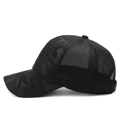 New Spring/Summer Embroidered Letter Camouflage Hat Men'S Fashion Casual Baseball Cap Breathable Cap, Mesh Visor Hat