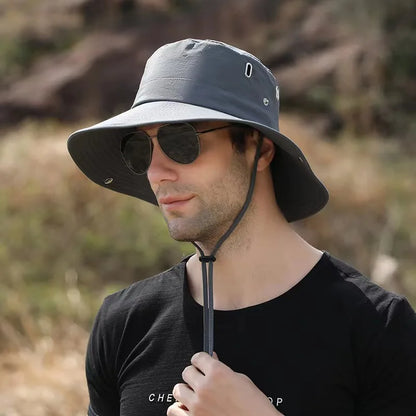 Waterproof Fisherman Hat Outdoor Summer Sun Anti UV Protection Breathable Mesh Camping Hiking Mountaineering Caps Mens Women