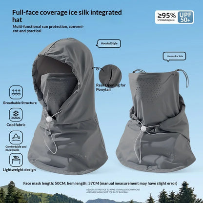 1pc Ice Silk Lightweight Summer Outdoor Cycling Sun Protection Face Mask Long Neck Cover Integrat Multi-Functional Balaclava Hat