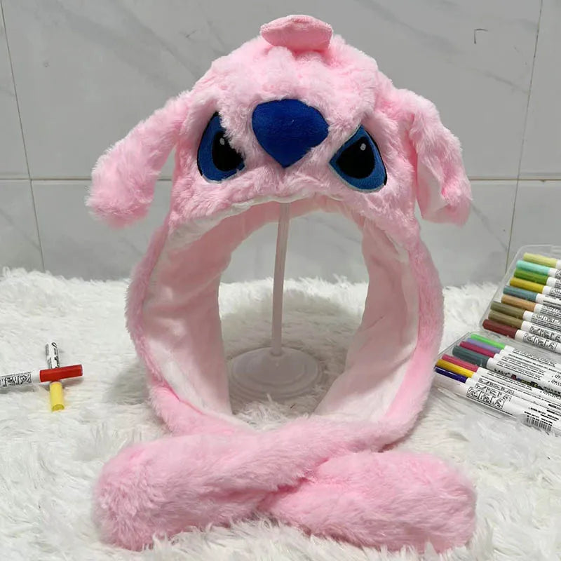 Plush Moving Rabbit Hats Children Plush Hat After Pressing The Paw Ear Can Move Hair Band Decoration Prop Cosplay Adult Cute Hat