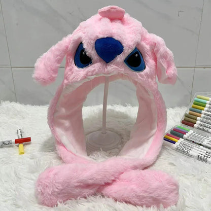 Plush Moving Rabbit Hats Children Plush Hat After Pressing The Paw Ear Can Move Hair Band Decoration Prop Cosplay Adult Cute Hat