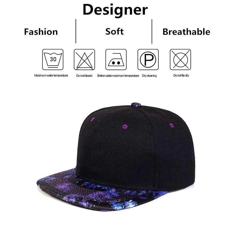 Fashion Starry Sky Hat Brim Baseball Cap Hip Hop Hat Outdoor Snapback Caps Adjustable Flat Hats Outdoor Sun Hats Gorras