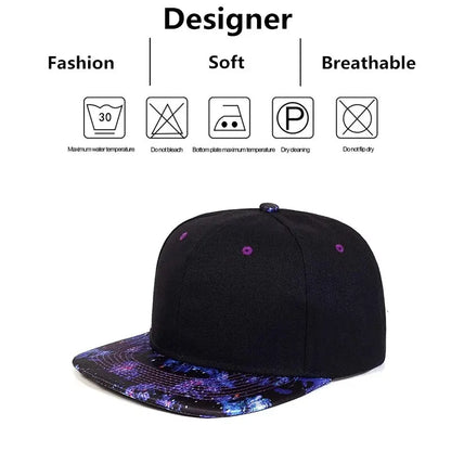Fashion Starry Sky Hat Brim Baseball Cap Hip Hop Hat Outdoor Snapback Caps Adjustable Flat Hats Outdoor Sun Hats Gorras