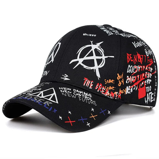 Graffiti duckbill hat, hip-hop sun hat, men's and women's street photography versatile printed baseball cap