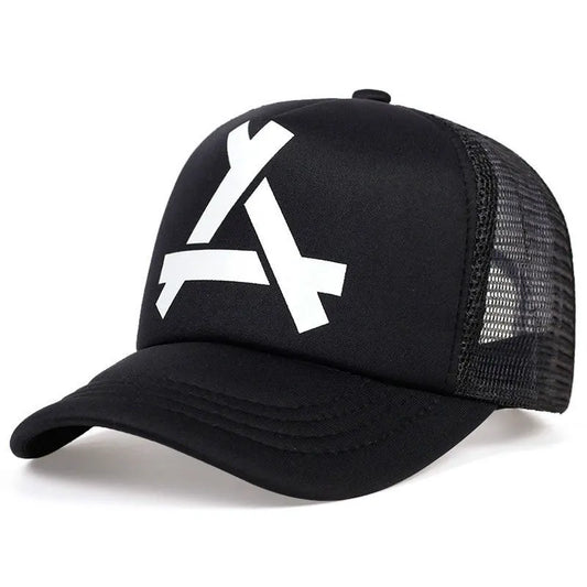American street versatile letter A mesh breathable baseball cap for men and women, summer sun protection curved brim duckbill ca