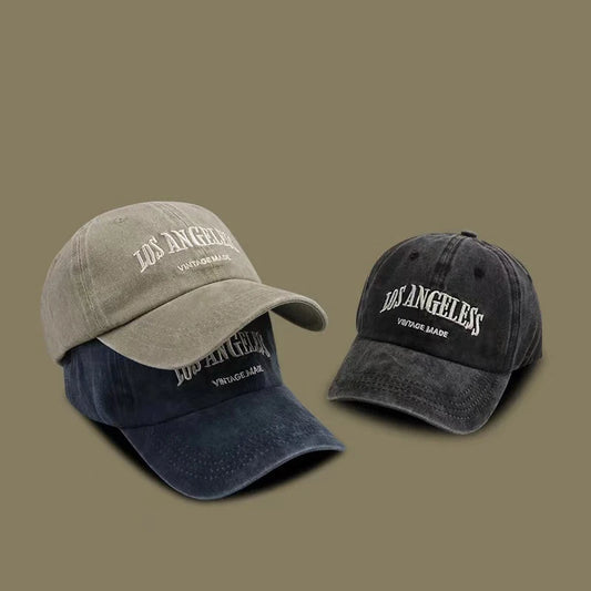 Retro washed American baseball cap with letters for couples, versatile for women to show off their faces, small duckbill cap for
