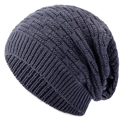 New Unisex Winter Hat Long Size Knitted Cap Casual Beanies For Men & Women Solid Bonnet Cap