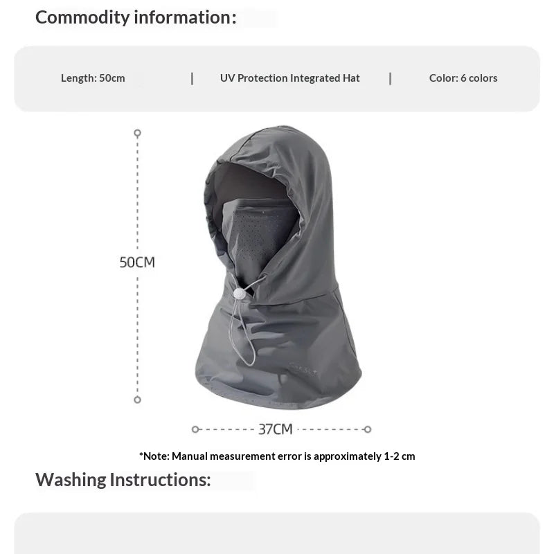 1pc Ice Silk Lightweight Summer Outdoor Cycling Sun Protection Face Mask Long Neck Cover Integrat Multi-Functional Balaclava Hat