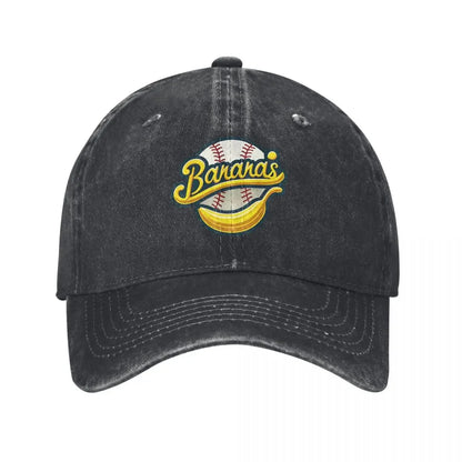Funny Let's Go Bananas Unisex Baseball Caps Savannah Baseball Distressed Denim Caps Hat Vintage Outdoor Workouts Sun Cap