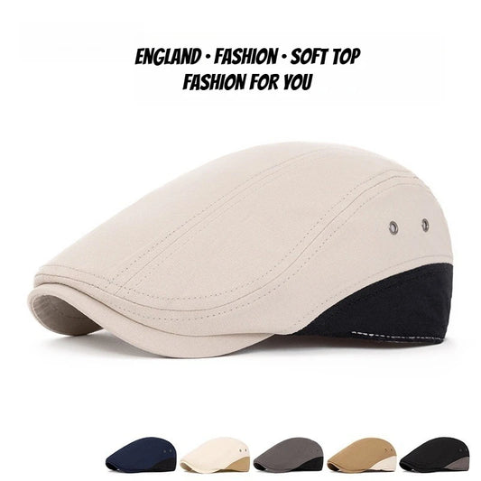 1pc Vintage Patchwork Beret Hats for Men Women,outdoor Forward Cap Washed Beret Cap Spring Summer Flat Peaked Caps Painter Visor
