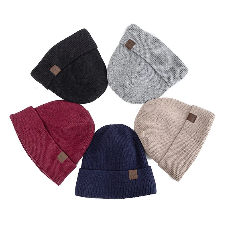 New Unisex Winter Hat Plush Fleece Warm Cap Stylish Soft Cuff Beanie Hat For Men Women Outdoor Thicken Ski Sports Knitted Hat