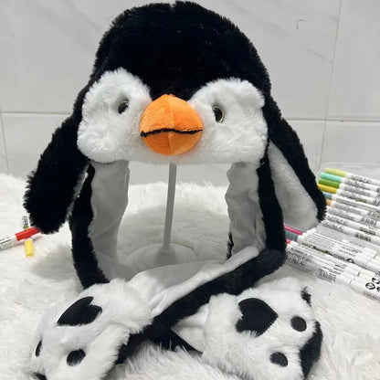 Plush Moving Rabbit Hats Children Plush Hat After Pressing The Paw Ear Can Move Hair Band Decoration Prop Cosplay Adult Cute Hat