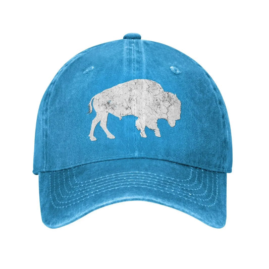 Distressed Buffalo Retro Bison Animal Lover Gifts Cowboy Hat Trucker Hat Baseball Hat Snapback Golf Hat Summer Hats
