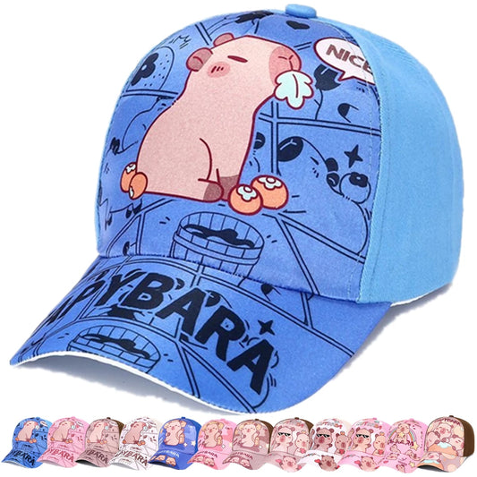 Hot Sale Children's Cartoon Capybara Printed Cap Boys Girls Outdoor Sunshade Cute Capibara Hat Lovely Kids Baseball Cap