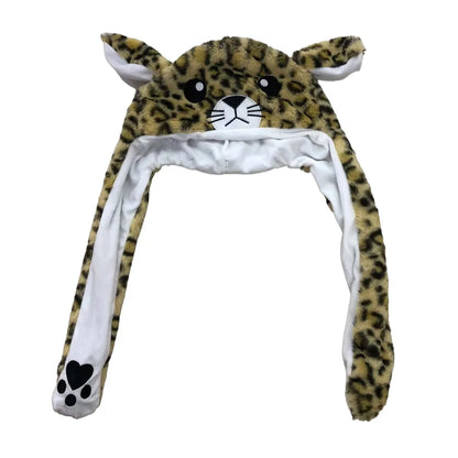 Plush Moving Rabbit Hats Children Plush Hat After Pressing The Paw Ear Can Move Hair Band Decoration Prop Cosplay Adult Cute Hat