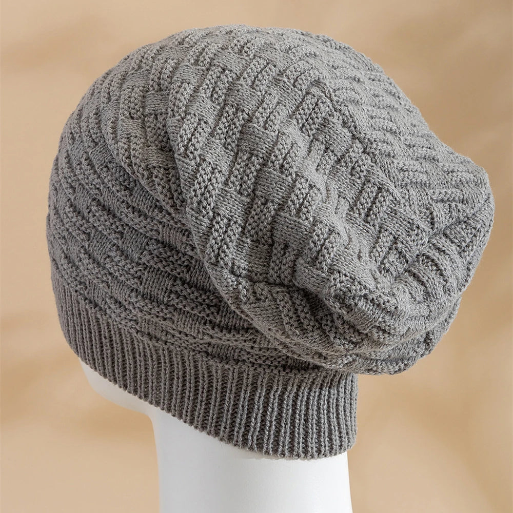 New Unisex Winter Hat Long Size Knitted Cap Casual Beanies For Men & Women Solid Bonnet Cap