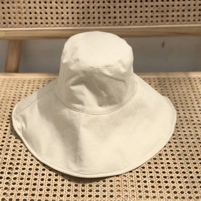 1pc Japan Women's Big Brim Bucket Hat,Spring Summer Foldable Travel Sun Hat Foldable UV,Beach Strap Panama Hats for Outdoor