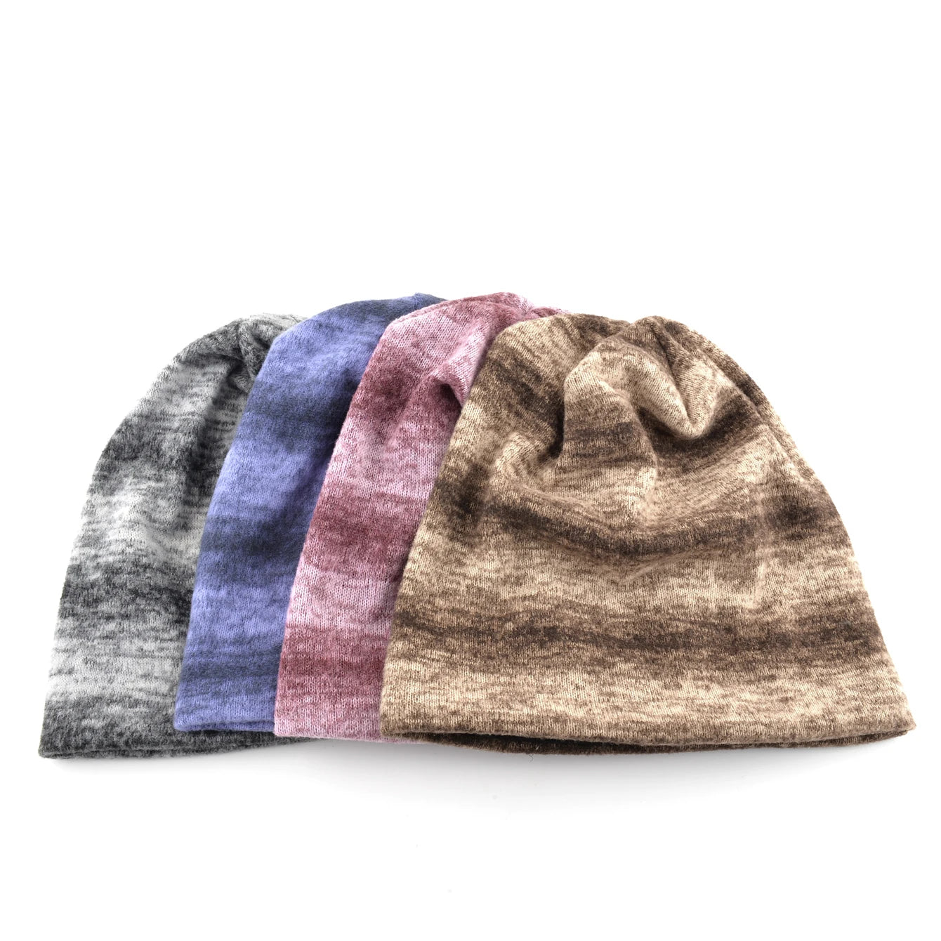 Unisex Striped Knit Beanie Women Winter Fall Warm Slouchy Hat Stretchy Cuff Trendy Streetwear Bonnet Cap Men Women