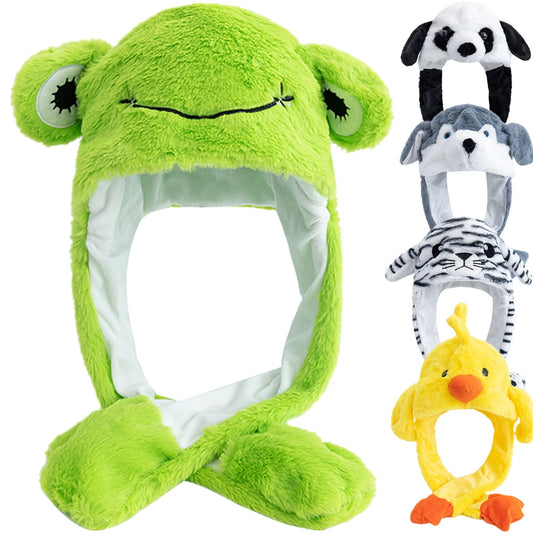 New Style Unisex Funny Ear Hat Frog Animal Style Couple Cute Ear Moving Up Cap Men Women Rabbits Ears Winter Lovely Hats﻿