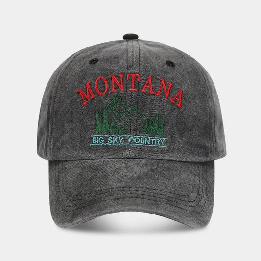 Retro mountain peak letter embroidered baseball cap, outdoor sports and leisure, sun protection, washed duck tongue cap