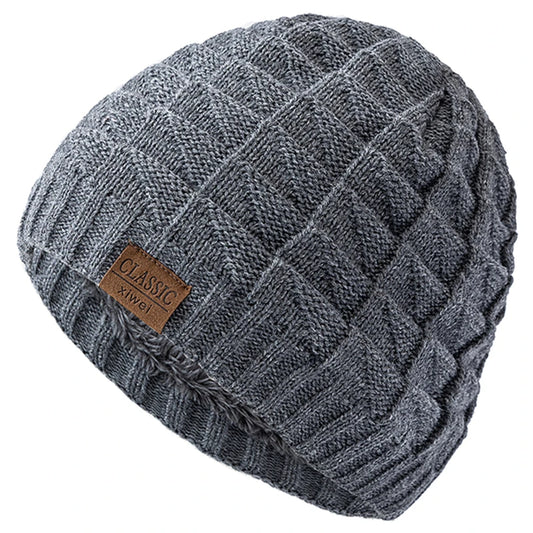 Hot Sale Classic Labal Winter Hats Outdoor Knitted Hats For Men And Women Beanie Cap Plush Fur Lining Warm Sports Hats
