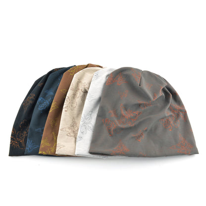 Women's Two-Tone Sheer Knit Butterfly Hollow-Out Beanie Hat Ladies Spring Autumn Soft Breathable Sports Casual Bonnet Cap