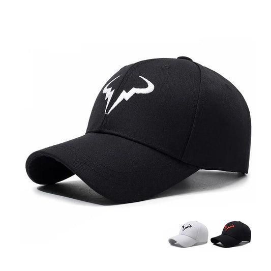 Stylish Black Baseball Cap with Unique White Bull - horn - like Logo, Ideal for Everyday Wear and Outdoor Activities