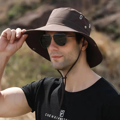 Waterproof Fisherman Hat Outdoor Summer Sun Anti UV Protection Breathable Mesh Camping Hiking Mountaineering Caps Mens Women