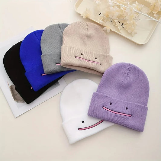 Knitting Hat Fashion Anime Men Women Beanie Autumn Winter Warmer Bonnet Cute Embroidery Outdoor Windproof Cap Casual Hats