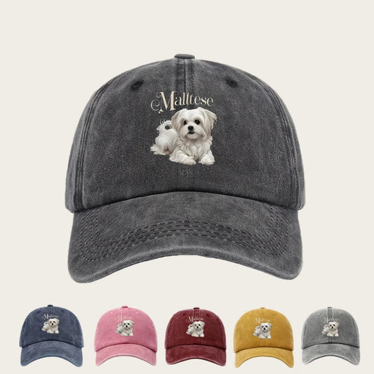 1pc Women's Maltese Dog Baseball Cap,Lightweight Adjustable Accessories Snapback Hat with Cute Puppy Print,Casual Outdoor Wear