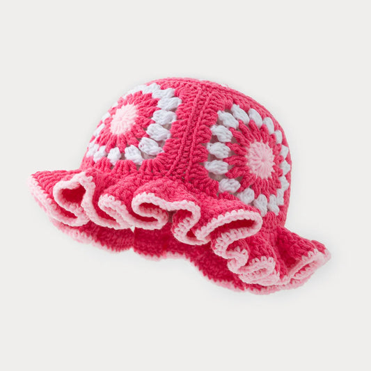 Men's and women's colorful hand crocheted knitted hats with wavy edges and floral patterns,woolen hats suitable for keeping warm
