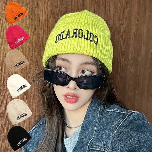 1pc Winter Warm Beanie Hat with Letter Embroidered,Windproof Casual Knitted Caps for Men and Women,suitable for Dailywear Tralve