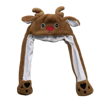 Plush Moving Rabbit Hats Children Plush Hat After Pressing The Paw Ear Can Move Hair Band Decoration Prop Cosplay Adult Cute Hat