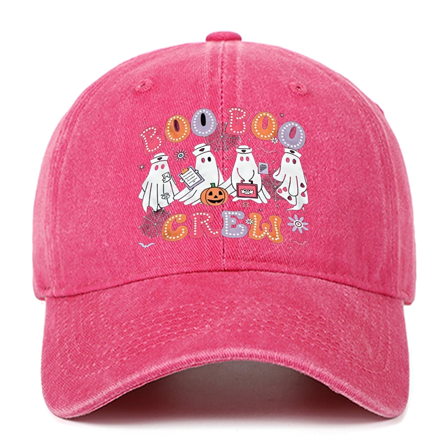 Letter pumpkin printed baseball cap, cute ghost duckbill cap,men's and women's Halloween holiday hats,adjustable and comfortable