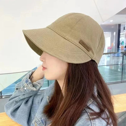 Empty top fisherman hat for women, full face coverage, can be hung with a mask, versatile and eye-catching, small duckbill hat