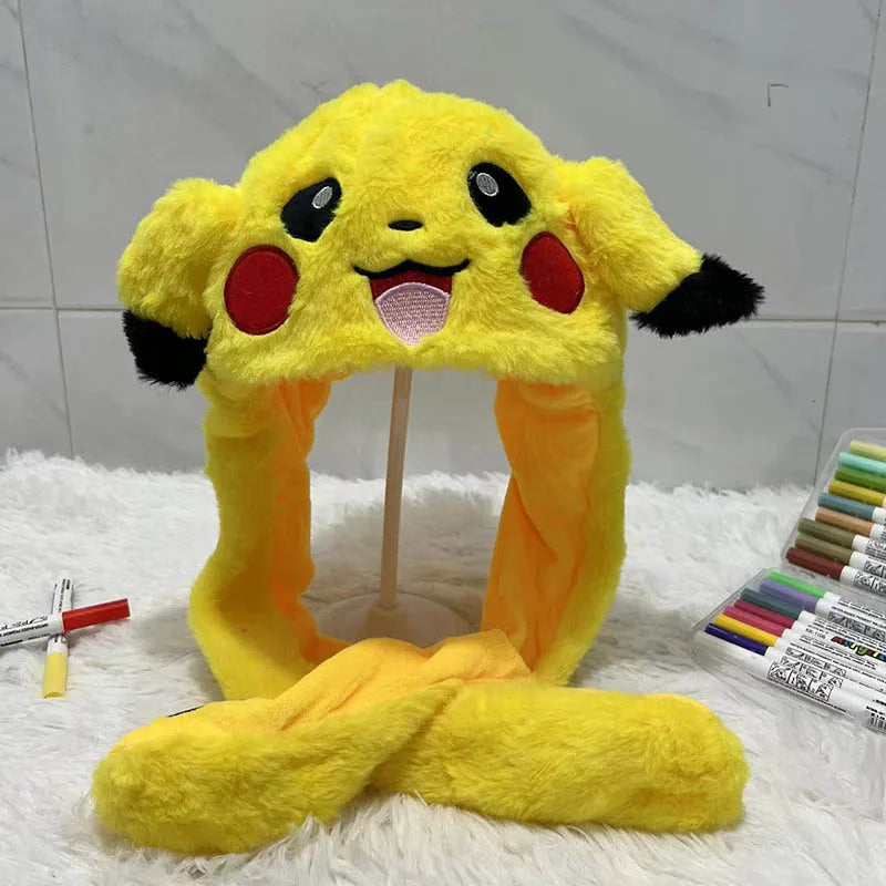 Plush Moving Rabbit Hats Children Plush Hat After Pressing The Paw Ear Can Move Hair Band Decoration Prop Cosplay Adult Cute Hat