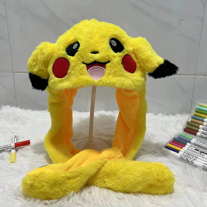 Plush Moving Rabbit Hats Children Plush Hat After Pressing The Paw Ear Can Move Hair Band Decoration Prop Cosplay Adult Cute Hat