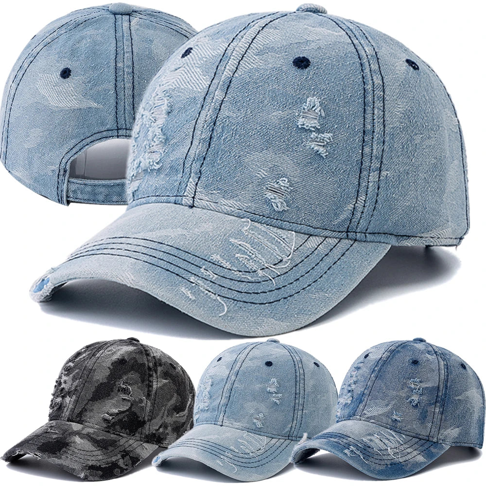 Hot Sale Unisex Baseball Cap Camo Style High Quality Hole Design Denim Cap Men Women Outdoor Camping Hiking Hats