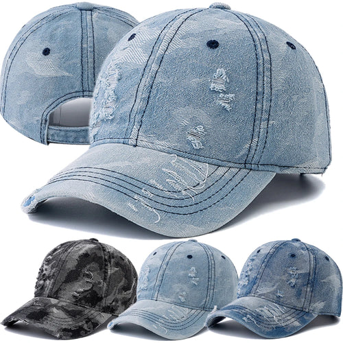Hot Sale Unisex Baseball Cap Camo Style High Quality Hole Design Denim Cap Men Women Outdoor Camping Hiking Hats