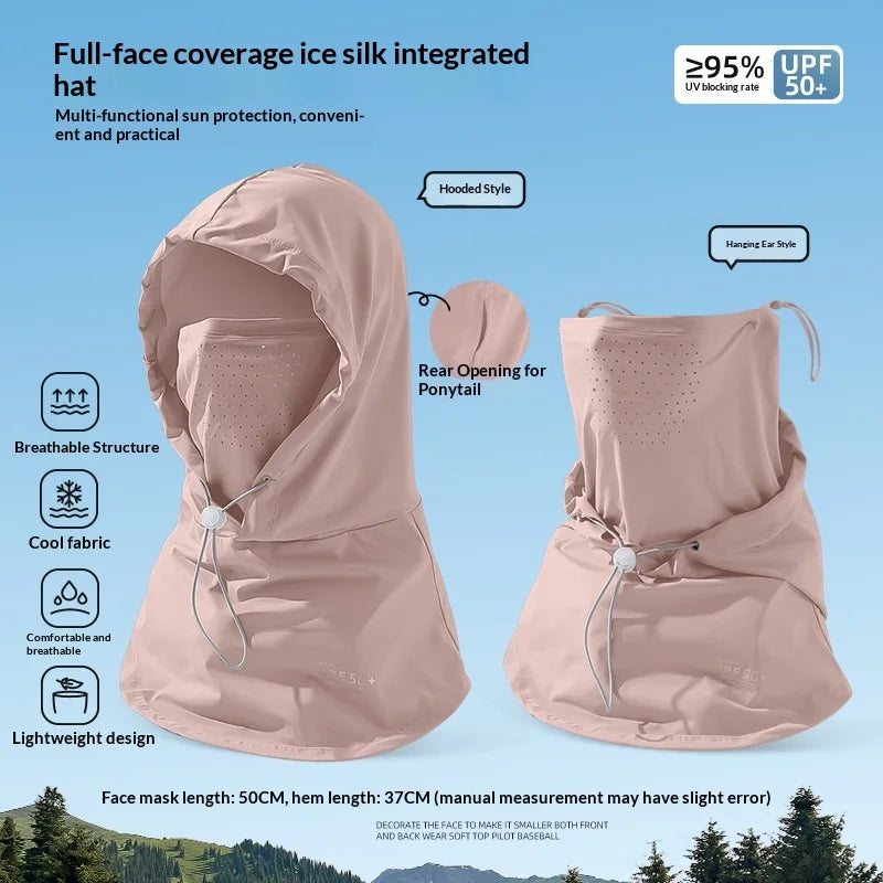 1pc Ice Silk Lightweight Summer Outdoor Cycling Sun Protection Face Mask Long Neck Cover Integrat Multi-Functional Balaclava Hat