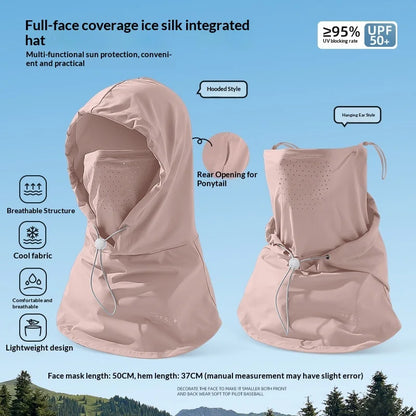 1pc Ice Silk Lightweight Summer Outdoor Cycling Sun Protection Face Mask Long Neck Cover Integrat Multi-Functional Balaclava Hat