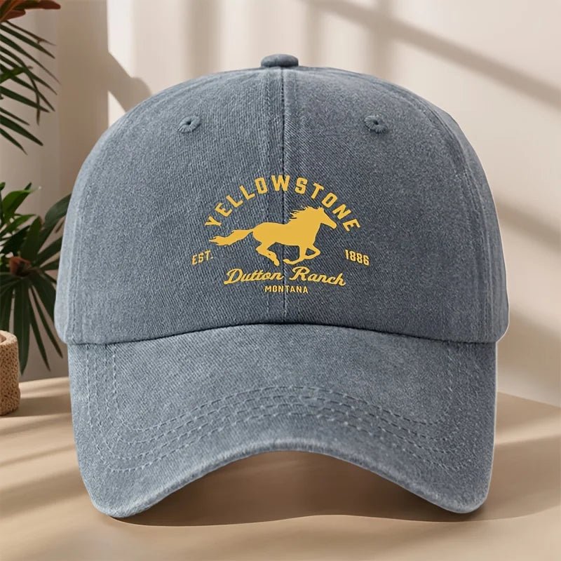 Yellowstone horse print baseball cap,classic retro duckbill cap,comfortable sweat absorbing breathable cap,outdoor casual sports